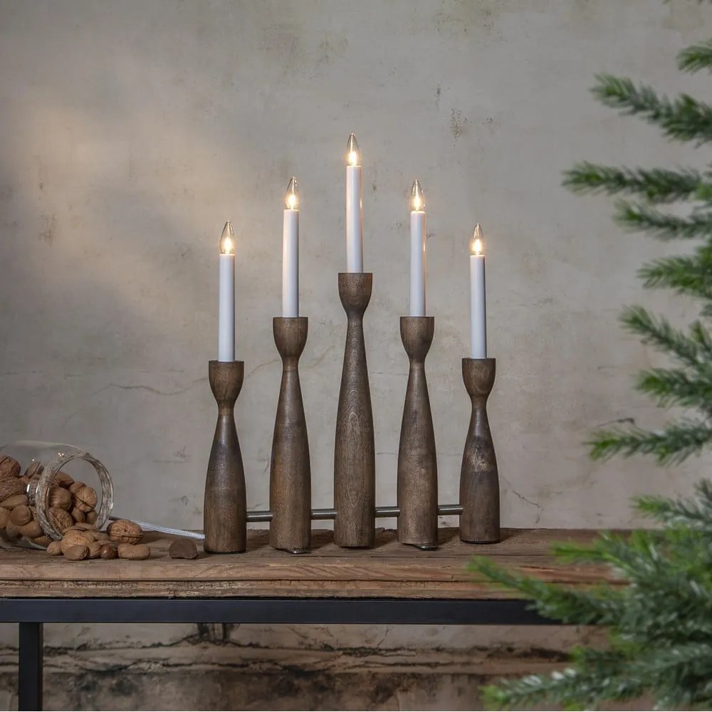 Vianočná svetelná dekorácia do zásuvky v tmavoprírodnej farbe Midja 2.0 – Star Trading