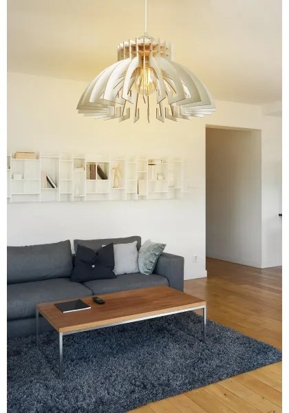 Luster na lanku 1xE27/60W/230V biela pr. 39 cm