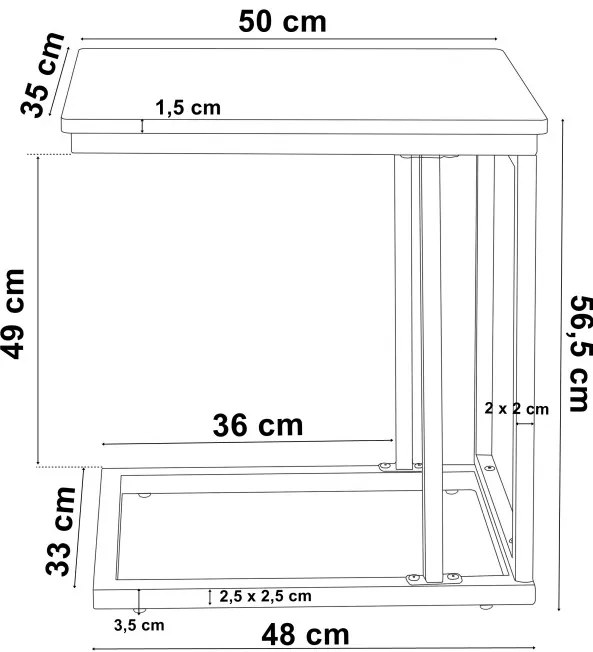 Príručný stolík MEREN starý dub