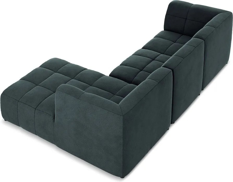 Modrá zamatová rohová pohovka (pravý roh/s leňoškou) Aloha – Makamii