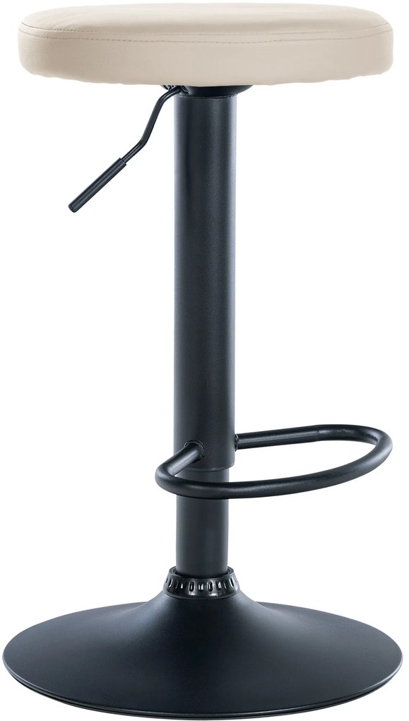 Barová stolička Ponte - koženka, čierny rám - Krémová