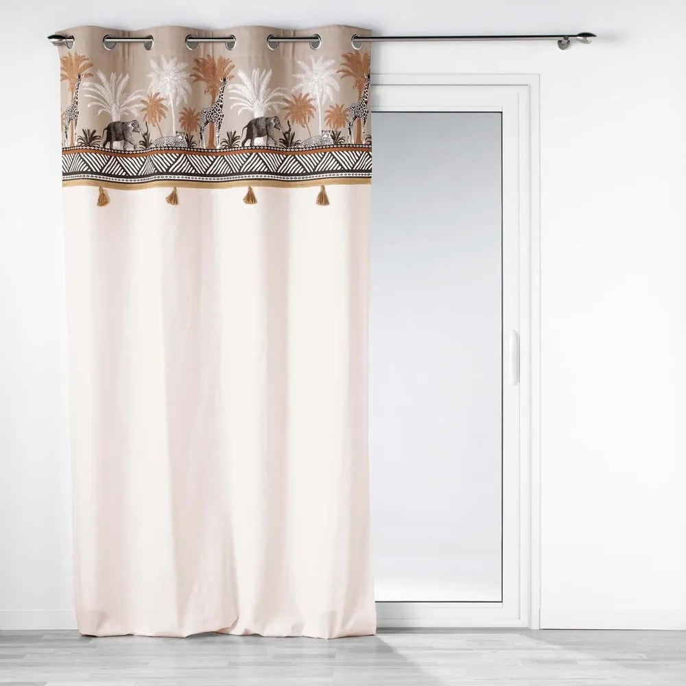 Hnedý/v prírodnej farbe bavlnený záves 140x240 cm Kenya Lodge – douceur d'intérieur