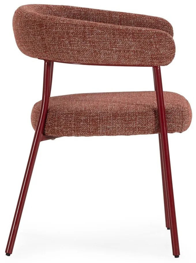 Terakotové čalúnené jedálenské kreslá v súprave s podrúčkami 2 ks Yuri – MOME