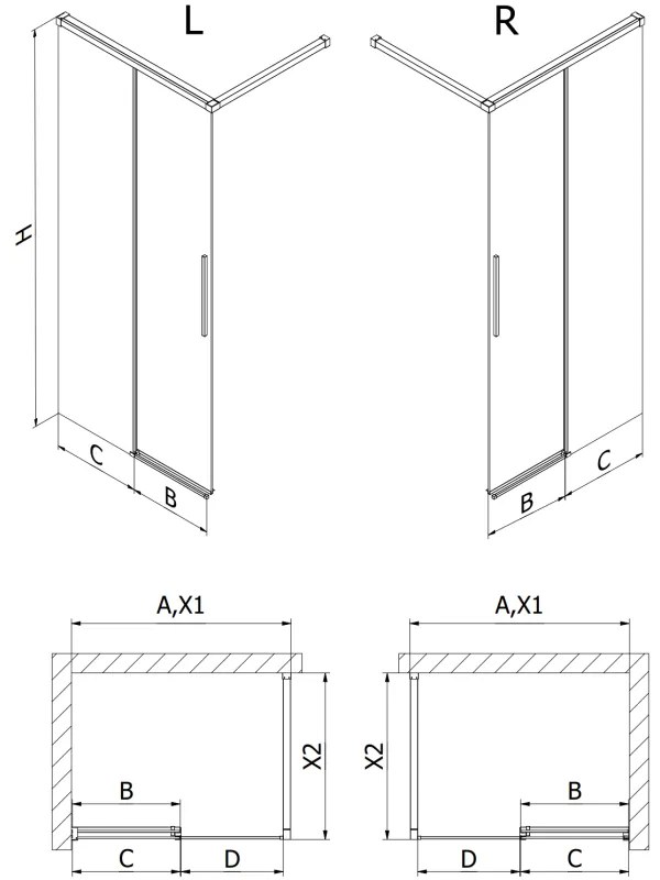 Mexen Rox, sprchová stena 75 x 200 cm, 8mm číre sklo, oceľový profil, 8C2-075-003-97-00
