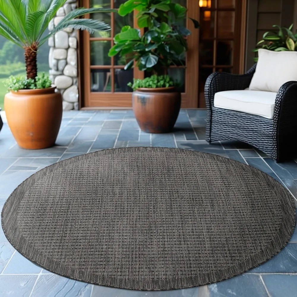 Tmavosivý okrúhly vonkajší koberec ø 120 cm Giza – Ayyildiz Carpets