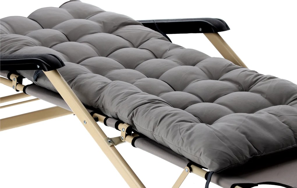 SKLADACIA ZÁHRADNÁ STOLIČKA S POLŠTÁROM, ŠEDÁ *6889