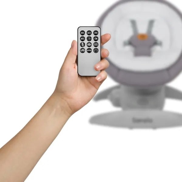 Lionelo - Detské húpacie lehátko s melódiou MELL Grey Stone 4xAA + diaľkové ovládanie