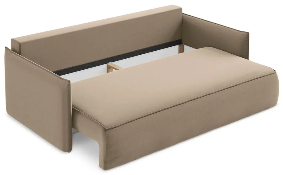 Svetlohnedá zamatová rozkladacia/s úložným priestorom pohovka 225 cm Hula – Makamii