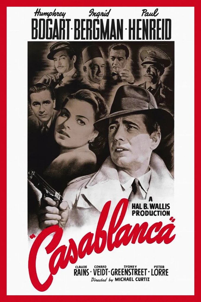 Umelecká tlač Casablanca (Vintage Cinema / Retro Theatre Poster), (26.7 x 40 cm)