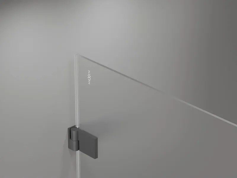 Mexen Lunar-B, výklopný sprchový kút ľavý 90 x 70 cm, 8mm číre sklo, grafitový profil, 832-090-070-95-00-L