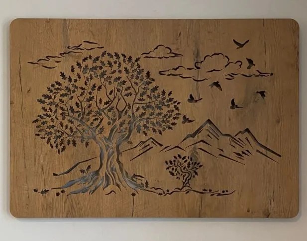 Podsvietený obraz na stenu Dva stromy na batériu