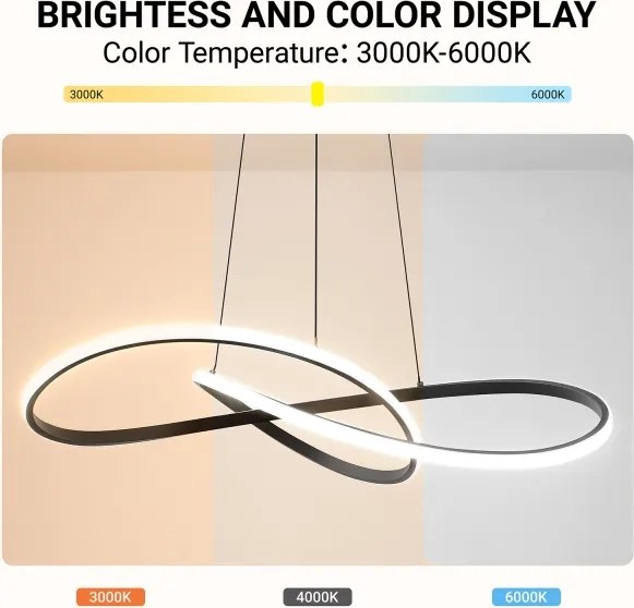 Brilagi - LED stmievateľný luster na lanku INFINITY LED/80W/230V 80x80 cm čierny + diaľkové ovládanie