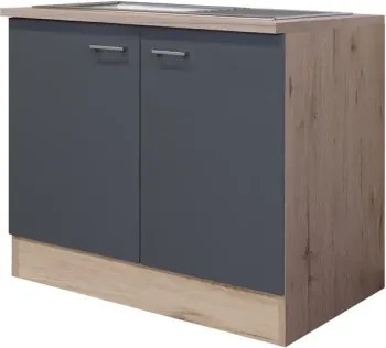 Kuchynská skrinka s drezom Tiago, dub san remo/šedá, šírka 100 cm%