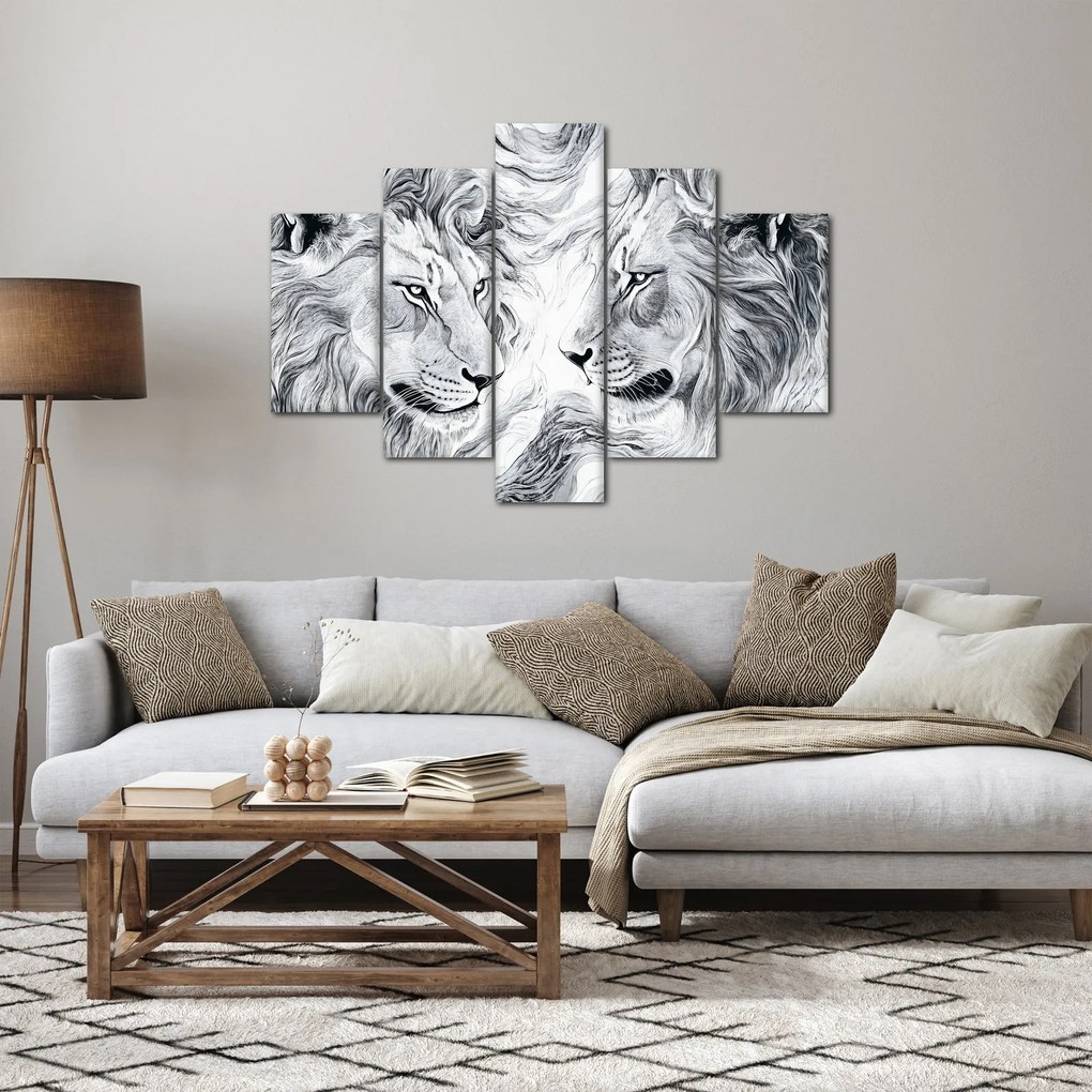Obraz - Kreslené levie hlavy (150x105 cm)