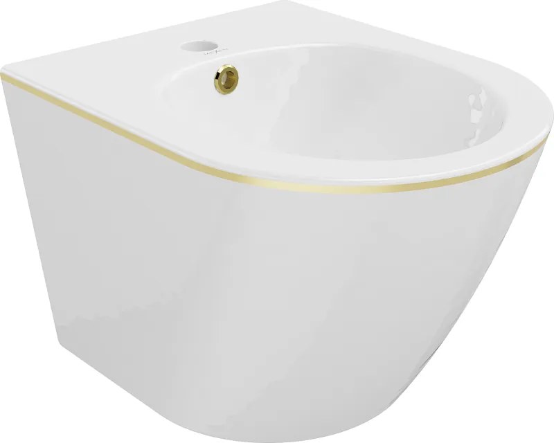Mexen Lena závesný bidet, bielo/zlatá línia - 35224805