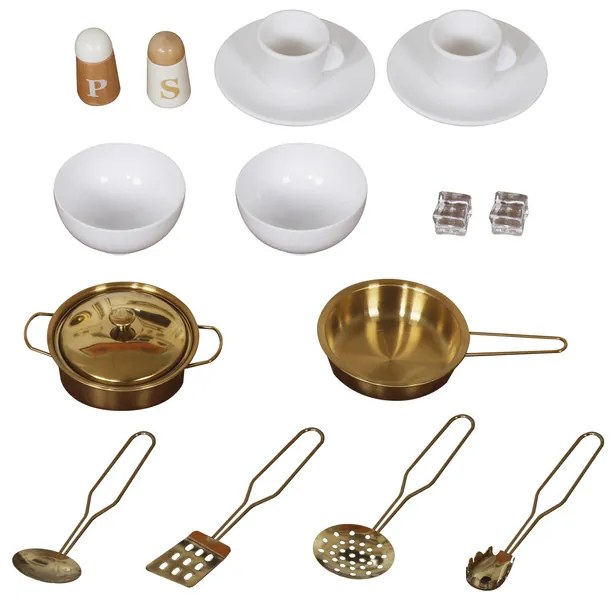 Veľká drevená kuchynská zostava v glamour štýle so zlatými doplnkami ZA5270