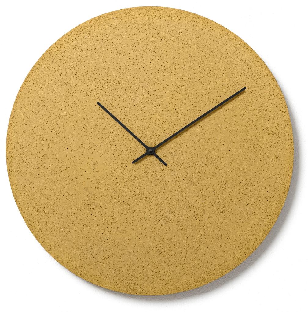 Nástenné betovoné hodiny CLOCKIES, 49cm, okrúhle, žlté