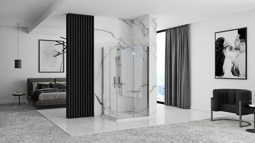 Obdĺžnikový sprchovací kút REA MOLIER DOUBLE 80x100 cm, chróm/transparent - bez vaničky