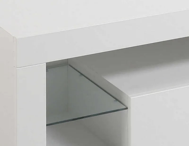 TV stolík Goal 153 cm, biely, s osvetlením