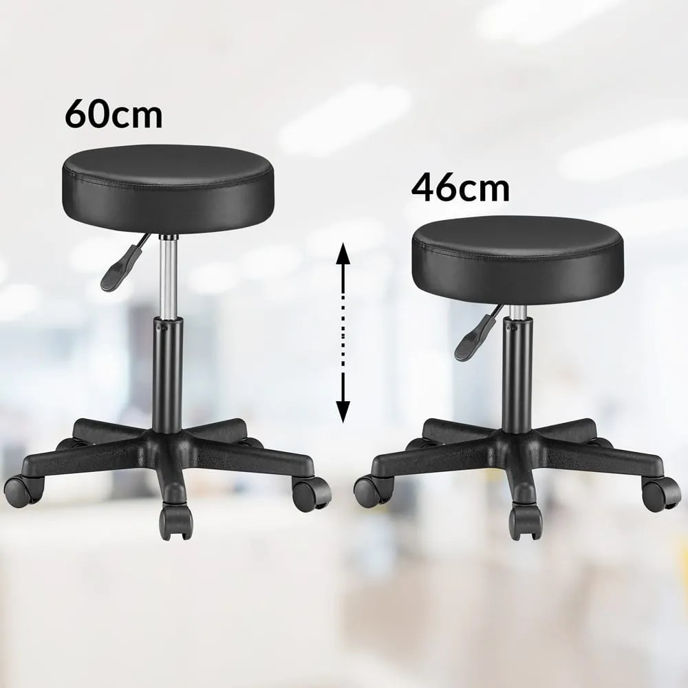 Taburetka na kolieskach BONY, Ø35cm, čierna Jurhan
