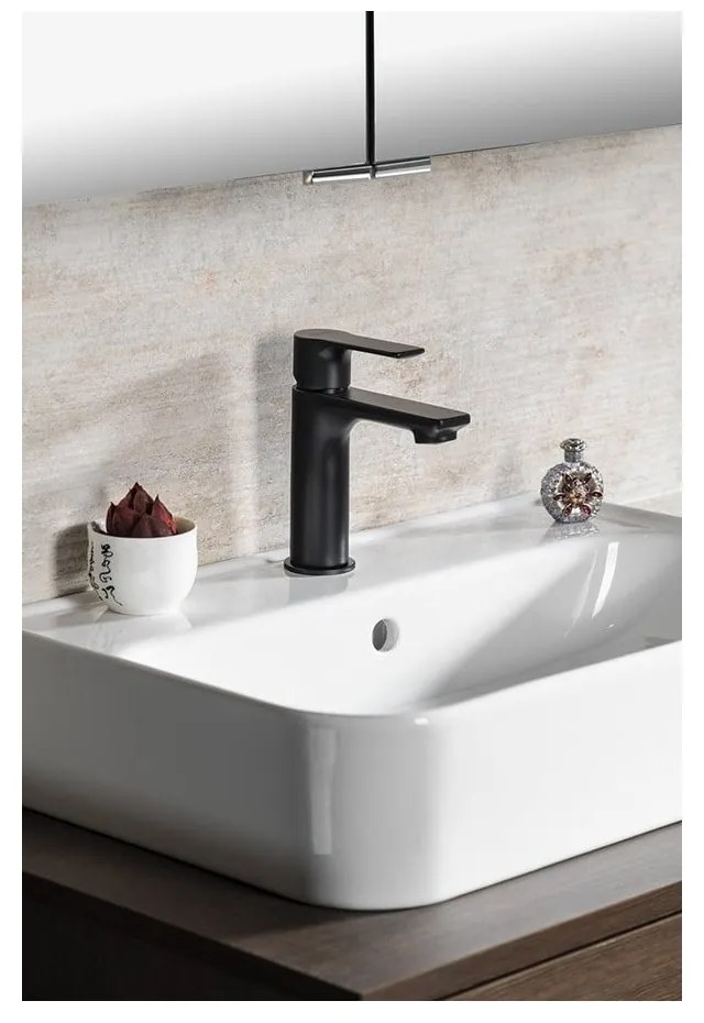 Matne čierna stojančeková umývadlová batéria Pax – Sapho