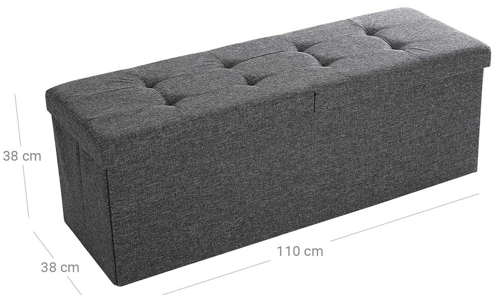 Taburet s odklápacím vekom OTTOMAN 110x38 cm, tmavosivý