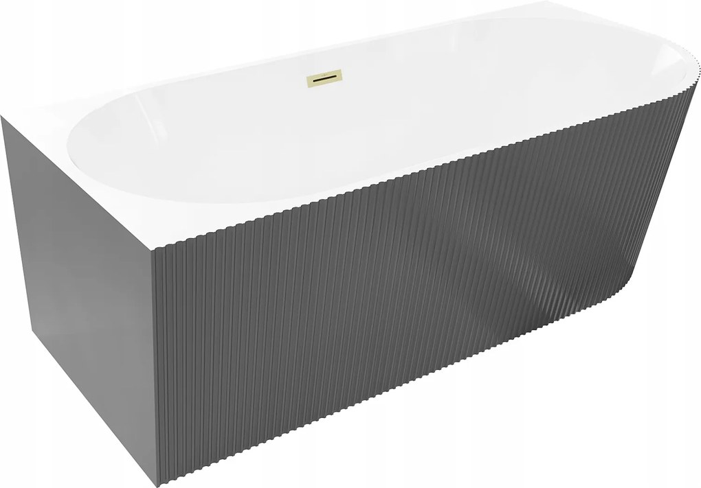 Mexen Silo Rohová Vaňa 170x80 cm, Biela/Sivá, Zlatý Prepad
