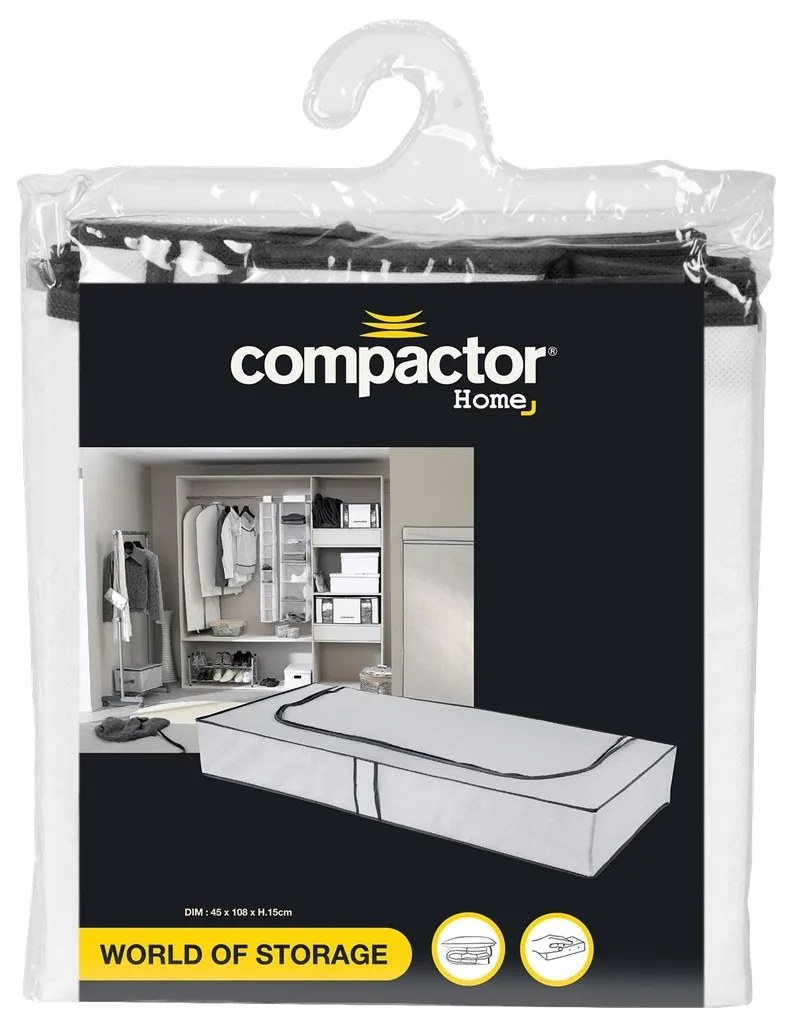 Compactor Nizky textilný úložný box Compactor Life, 108 x 45 x15 cm, sivo-biely