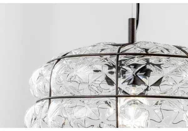 SIRU - Luster na lanku TERRA 1xE27/60W/230V čierna/číra benátske sklo