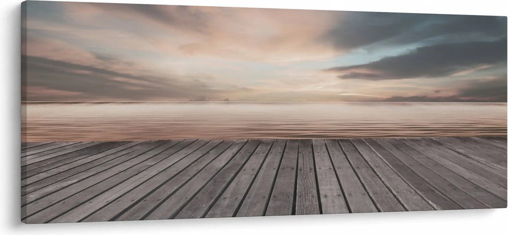 Obraz - Mólo pri západe slnka (120x50 cm)