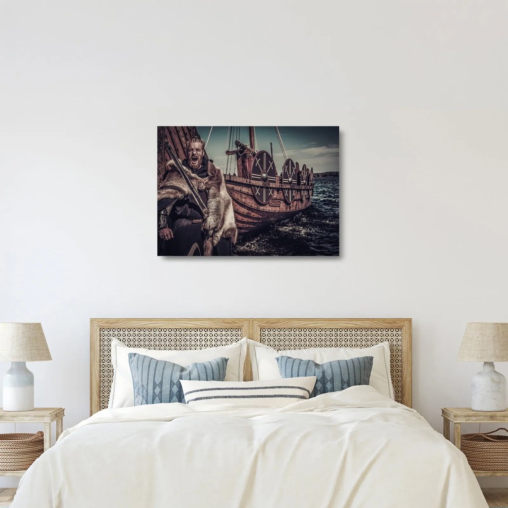 Sklenený obraz - Vikingský bojovník (70x50 cm)