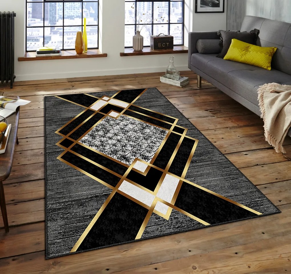 Koberec Gogo 160x230 cm čierny/zlatý