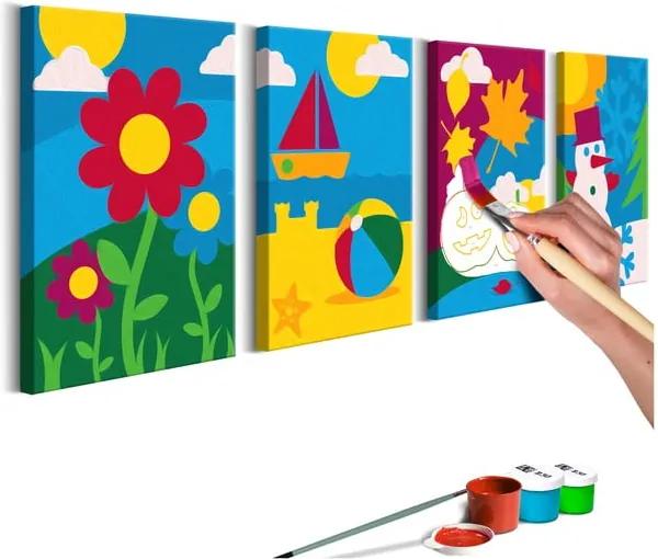 DIY set na tvorbu vlastného štvordielneho obrazu na plátne Artgeist Four Seasons, 44 × 165 cm