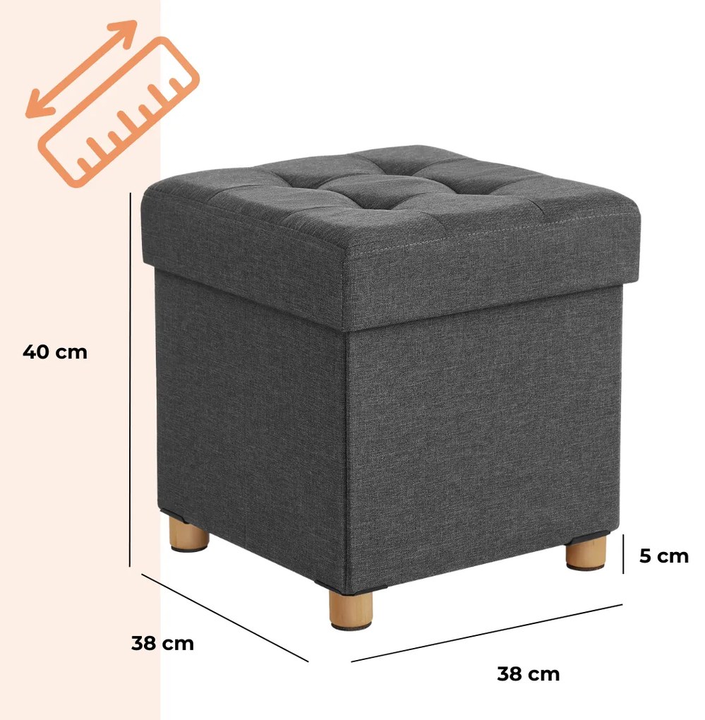 Taburet s úložným priestorom na nožičkách OTO, 38x38x40cm, antracitová Jurhan