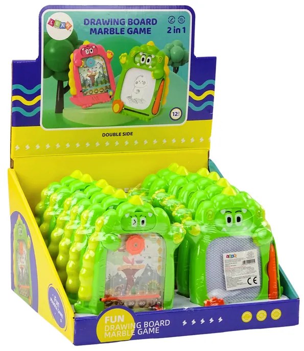LEAN TOYS Vrecková hra na kreslenie 2v1 - Zelený dinosaurus