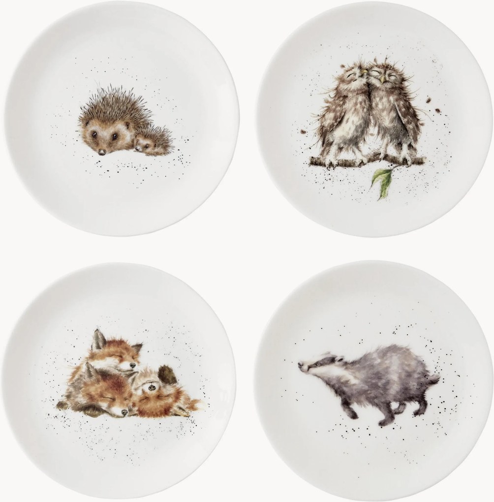 Dezertné taniere z jemného kostného porcelánu Wrendale Designs, 4 ks