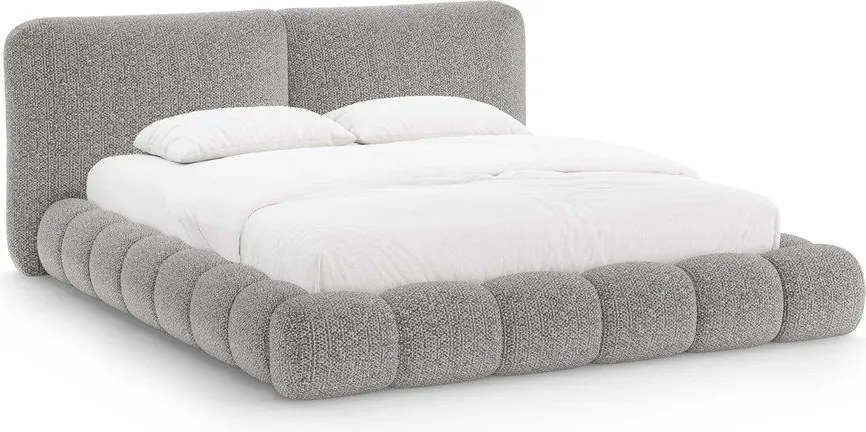 Sivá čalúnená dvojlôžková posteľ s úložným priestorom s roštom 180x200 cm Solange – Micadoni
