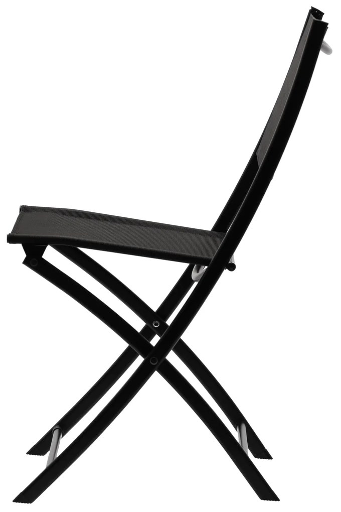Balkónový set: 2 Skladacie stoličky a okrúhly stolík - čierny