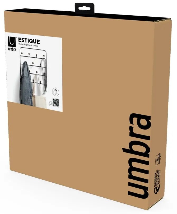 Čierny prírodný kovový vešiak na dvere 36 cm Estique - Umbra