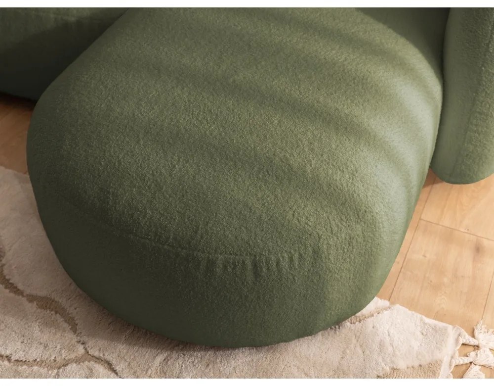 Zelená rohová pohovka z textílie buklé (pravý roh/s leňoškou) Orbit – Ropez