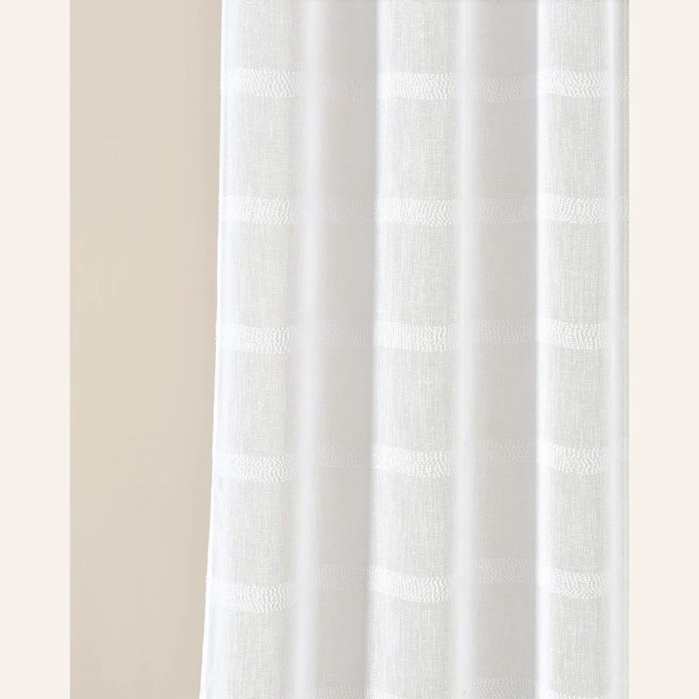 Room99 Záclona na krúžkoch Maura Pásiky Farba: Biela, Veľkosť: 140 x 250 cm