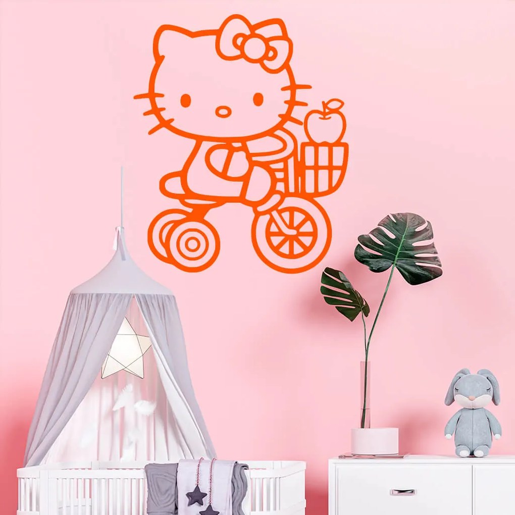 Veselá Stena Samolepka Mačička Hello Kitty Farba: bílá, Veľkosť: 80 x 66 cm