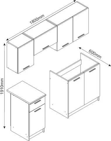 Kuchynský blok Irma, biela/dub sonoma
