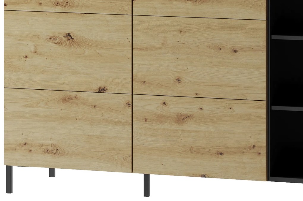 Komoda Lucas II 48 180 cm dub Artisan/čierna