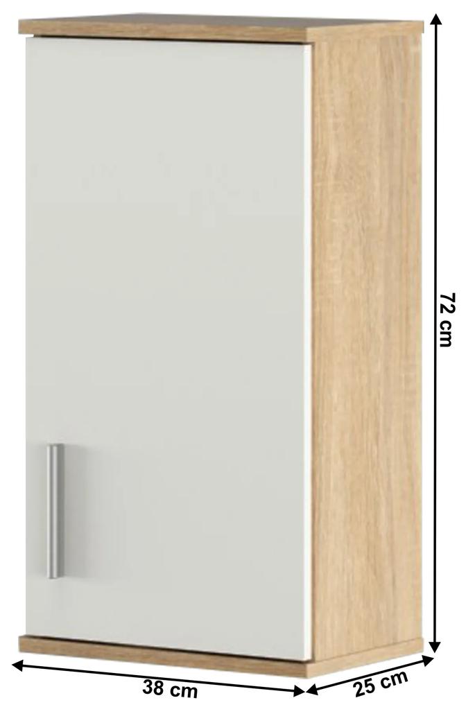 Závesná kúpelňová skrinka Leah 04 (dub sonoma + biela matná). Vlastná spoľahlivá doprava až k Vám domov. 1065348