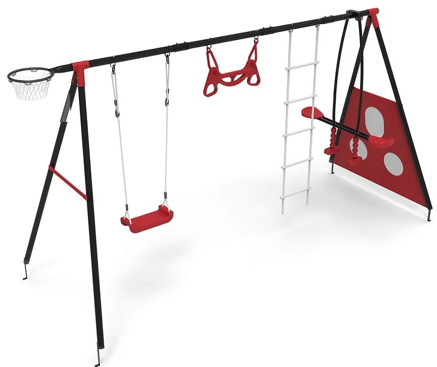 Kovové ihrisko Allan 390x150x195 cm červená