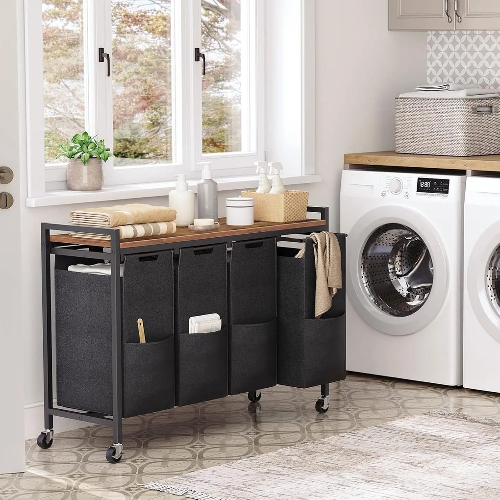 Koš na prádlo Vasagle Pietro 159 l hnědý/černý