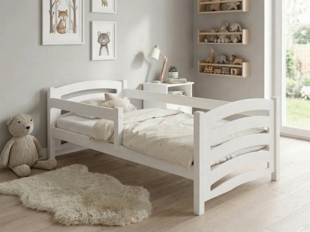 Detská posteľ MELA 80 x 160 cm, biela Rošt: Bez roštu, Matrac: Matrac EASYSOFT 8 cm