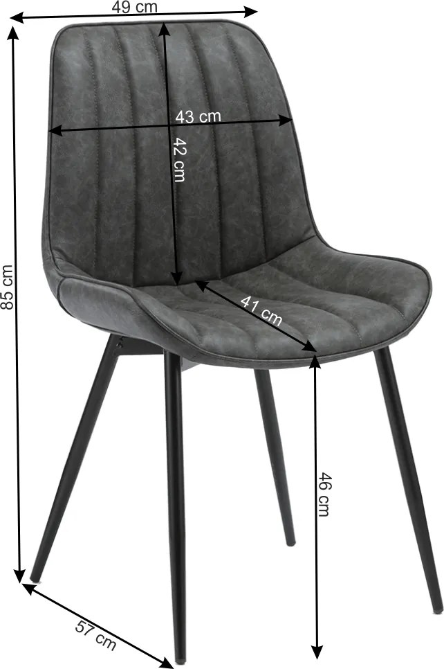 Jedálenská stolička Hazal - tmavosivá / čierna