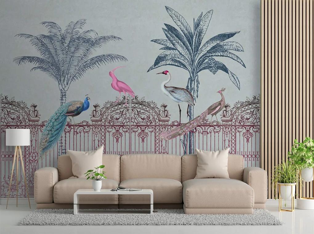 Gario Fototapeta Vtáky pri ružovej bráne - Andrea Haase Materiál: Vliesová, Rozmery: 200 x 140 cm